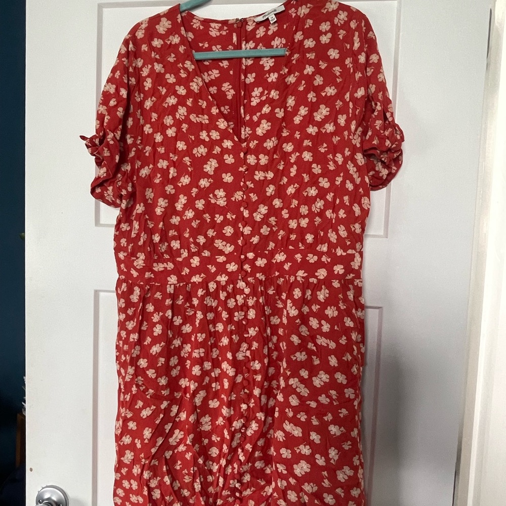 Madewell Red and White Sundress Casual Short Sleeve
